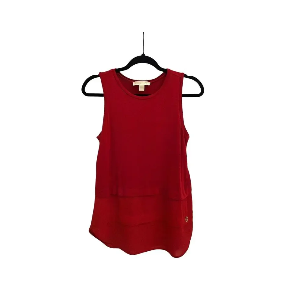 Michael Kors Red Basic Layered Loose Sleeveless Tank Top Size Small